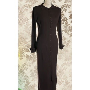 Y2K Moda International Womens M Brown Button Front Ribbed Maxi Sweater Dress